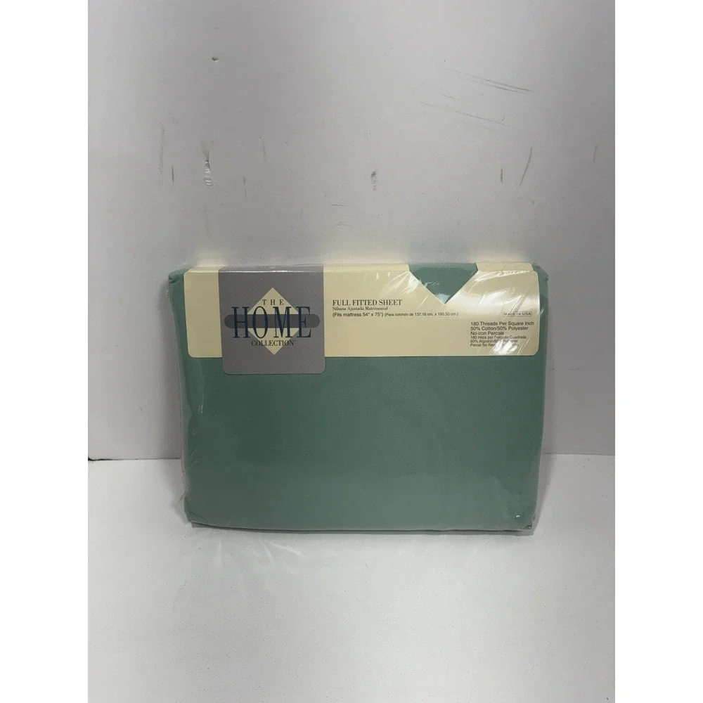 Vintage JC Penney The Home Collection Full Fitted Sheet Sea Foam Green 180 TC‎